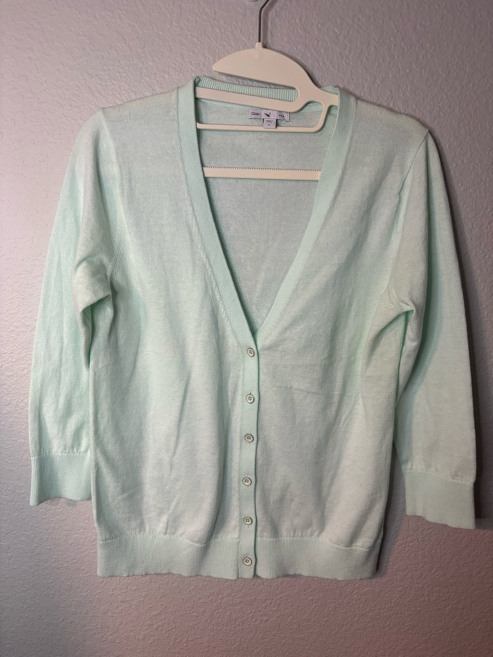 GAP Mint Green V-Neck Button Cardigan